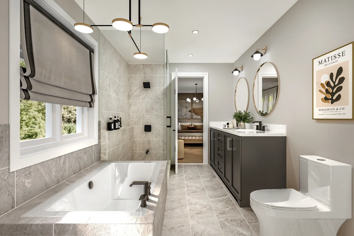 Trails of Whitevale Pickering — ensuite bathroom interior rendering with soaker tub