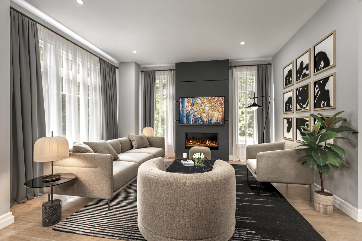 Trails of Whitevale Pickering — great room interior rendering 36ft model